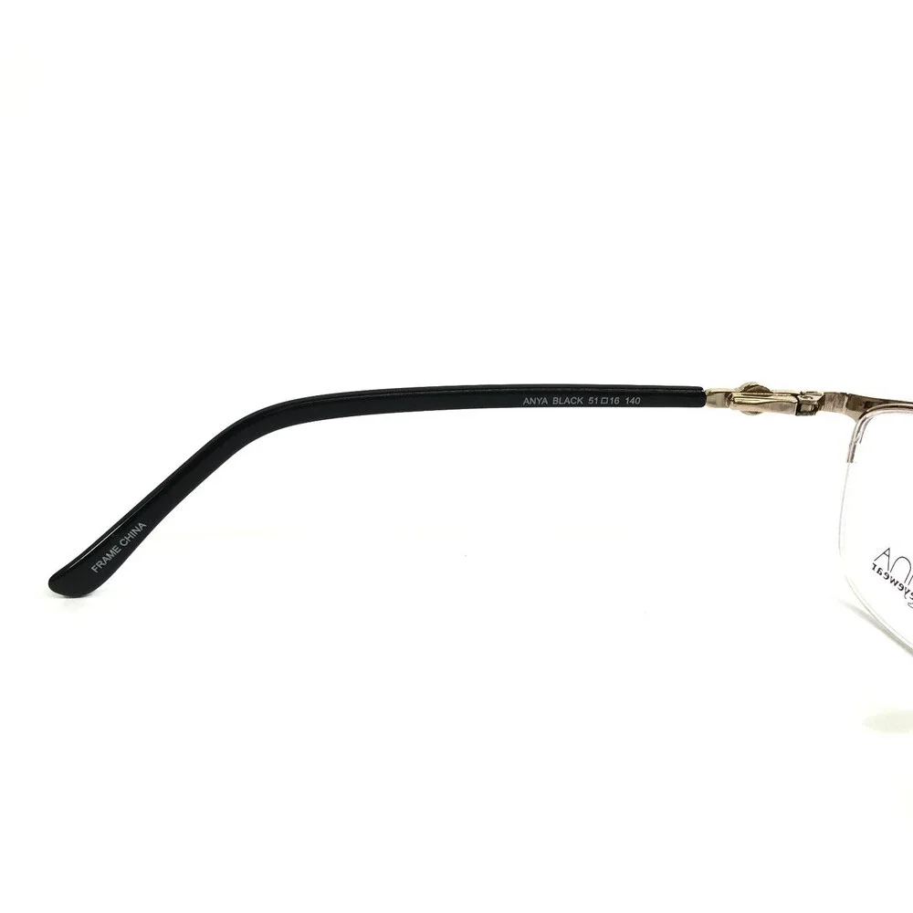 Serafina Eyewear Eyeglasses Frames ANYA BLACK Gold Cat Eye Half Rim 51-16-140